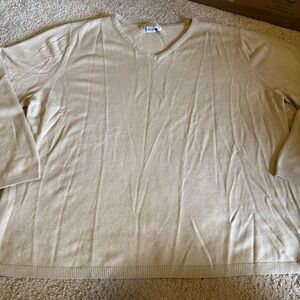 Jennifer Moore Long Sleeve Sweater Beige Women's Plus Size 2X Acrylic V-Neck Top